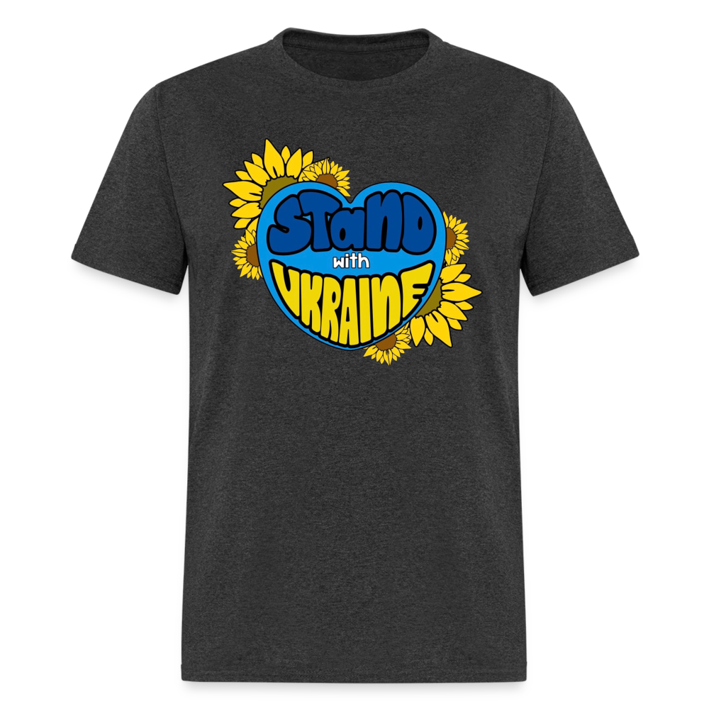 UKRAINE HEART TEE - heather black