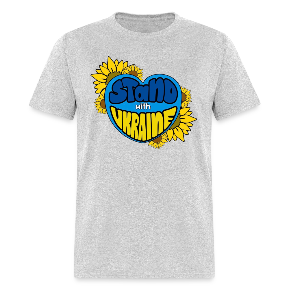 UKRAINE HEART TEE - heather gray