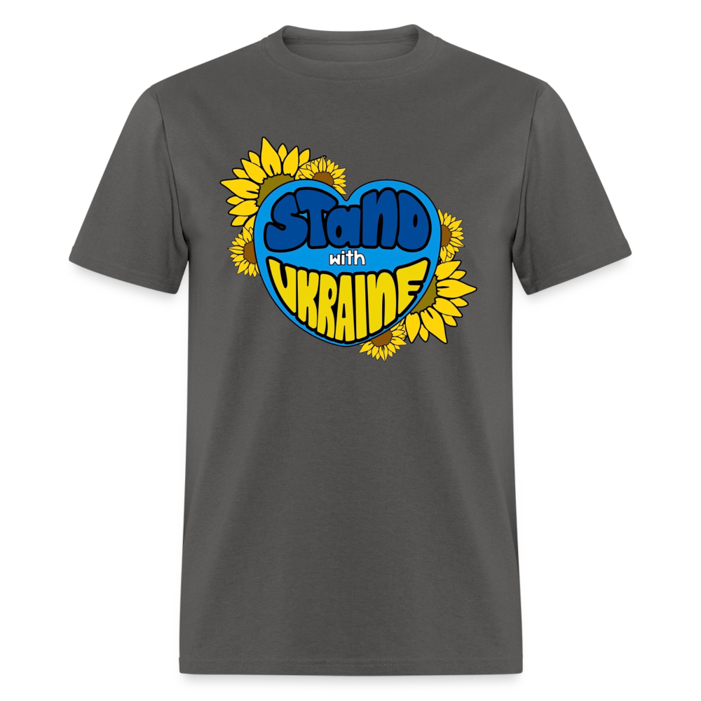 UKRAINE HEART TEE - charcoal