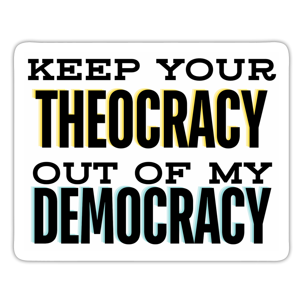 THEOCRACY STICKER - white matte