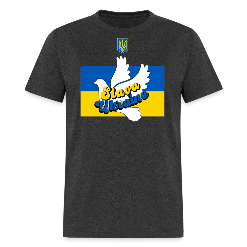 UKRAINE DOVE TEE WITH TRYZUB - heather black