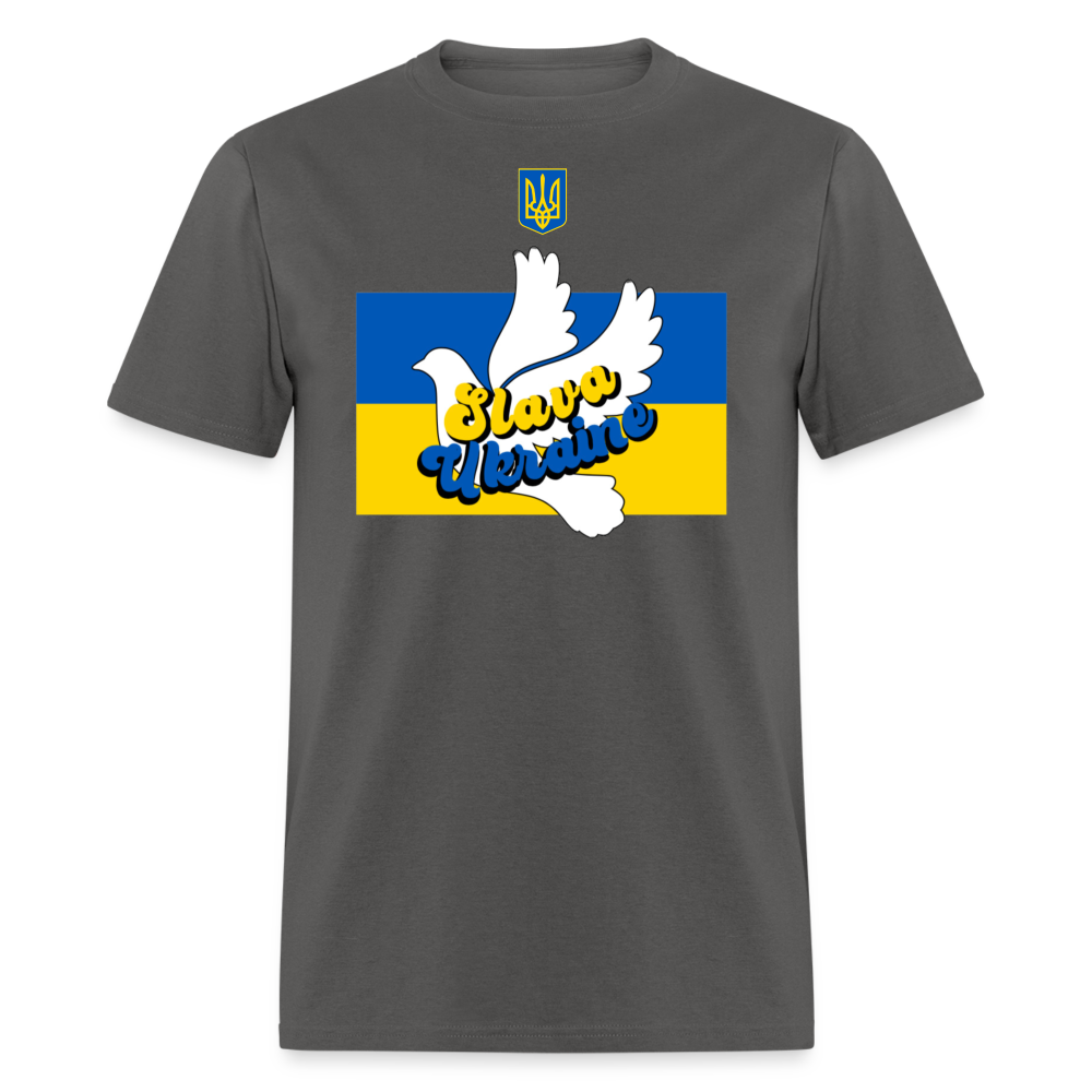 UKRAINE DOVE TEE WITH TRYZUB - charcoal