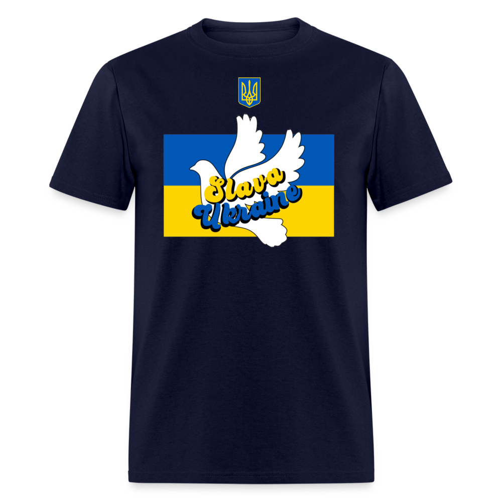 UKRAINE DOVE TEE WITH TRYZUB - navy