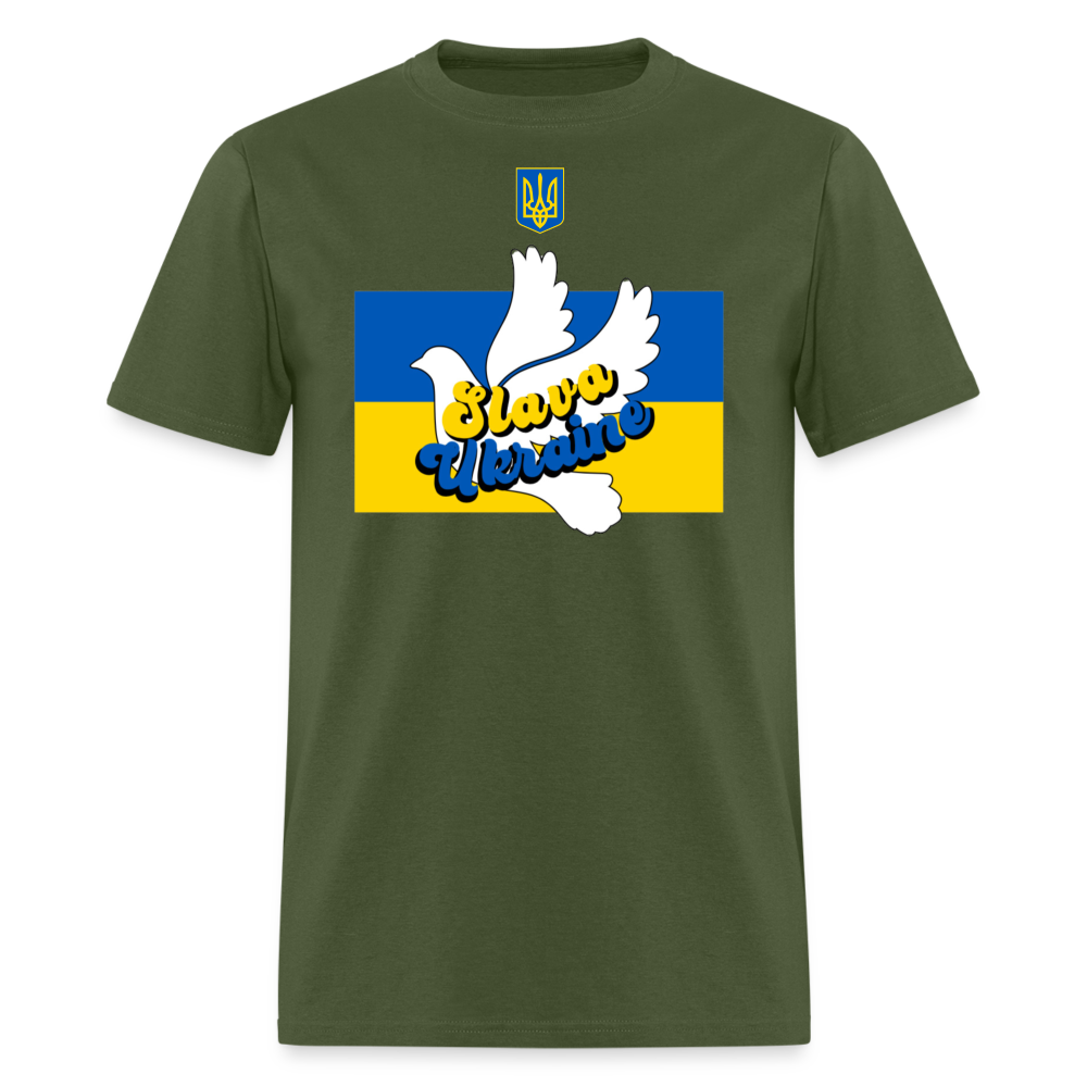 UKRAINE DOVE TEE WITH TRYZUB - military green