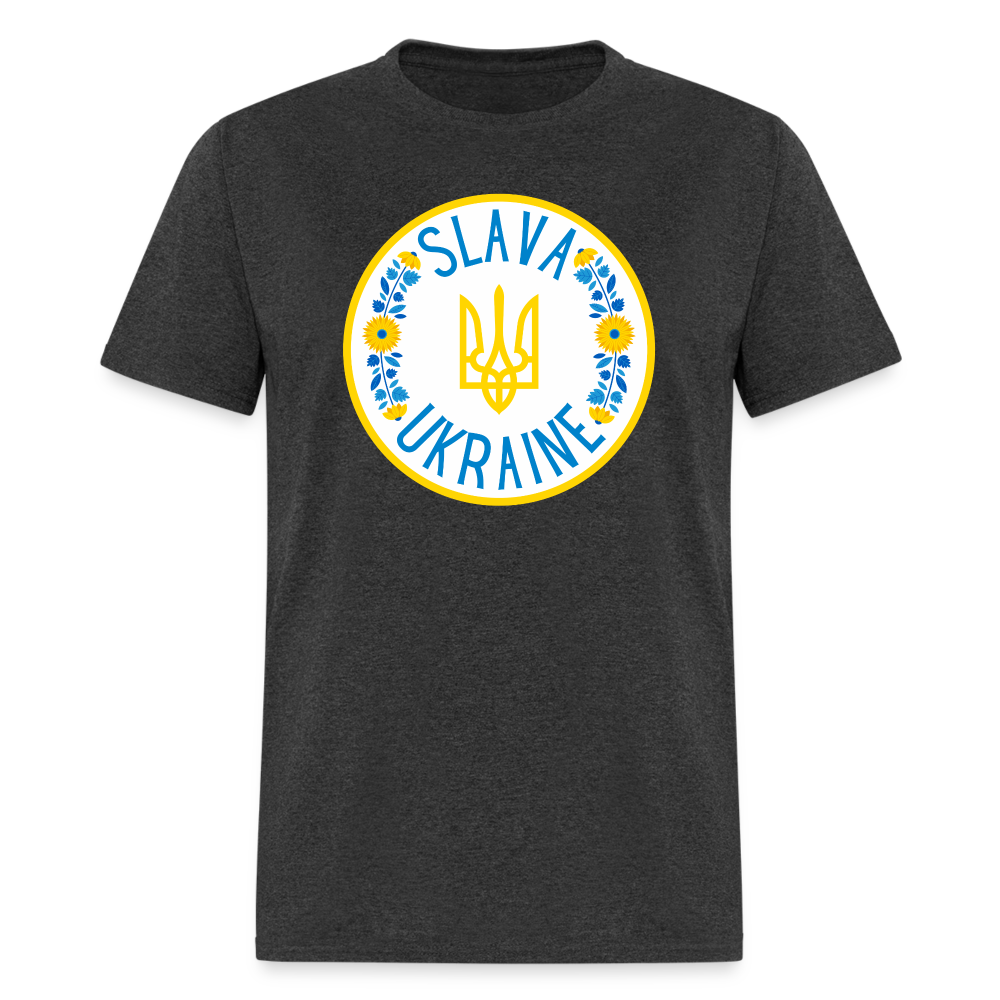 UKRAINE FLORAL TEE - heather black