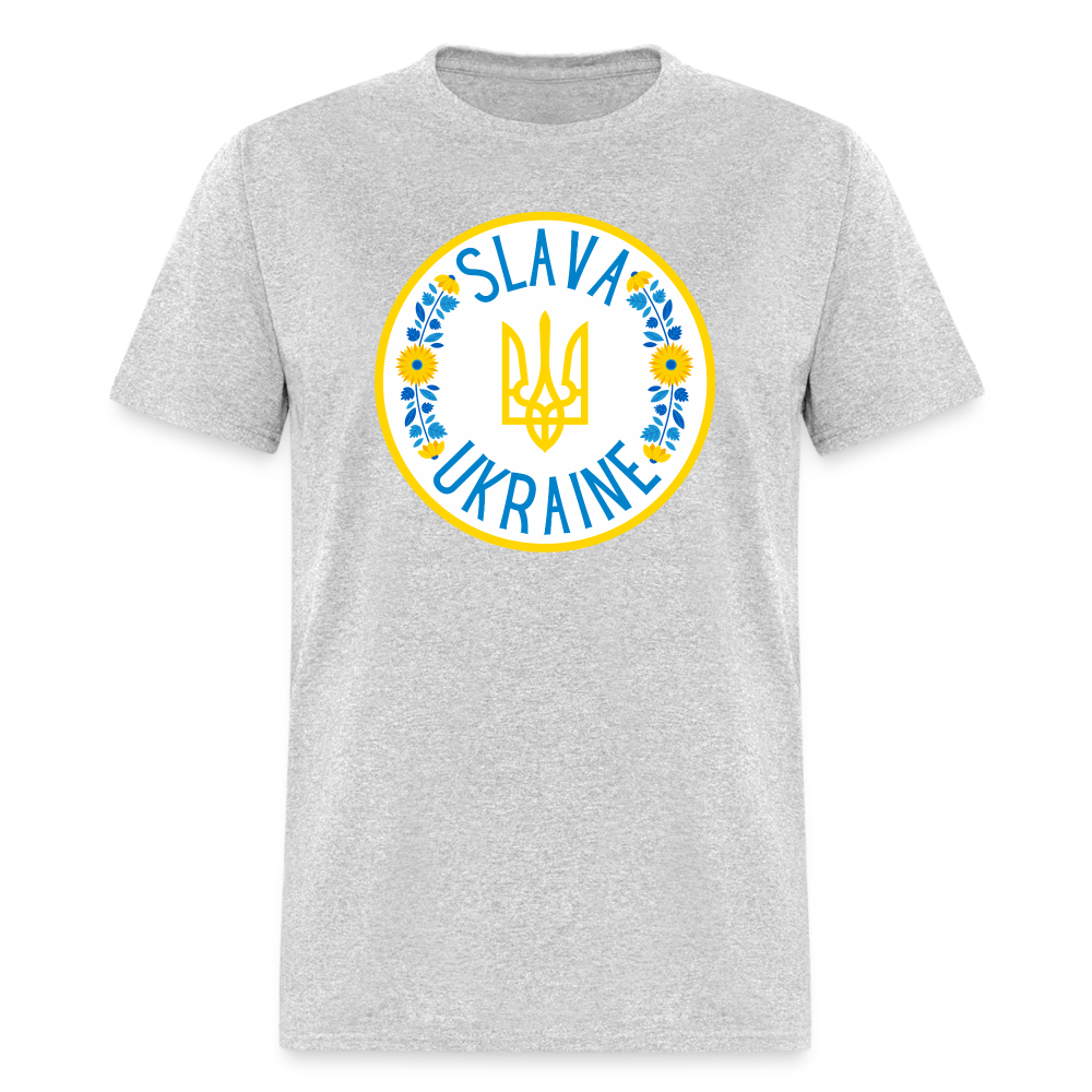 UKRAINE FLORAL TEE - heather gray