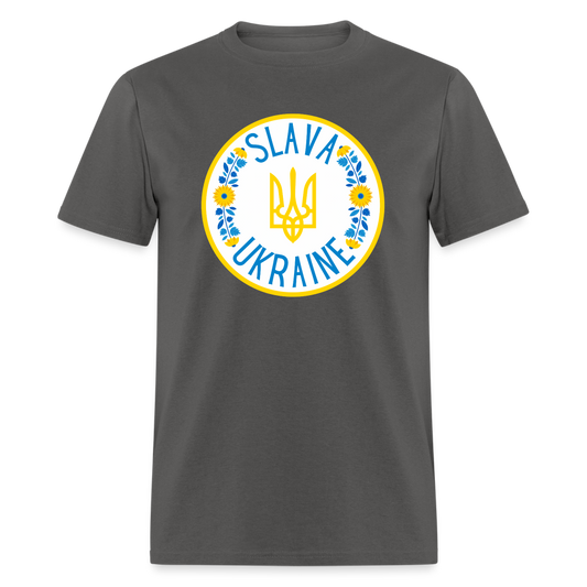 UKRAINE FLORAL TEE - charcoal