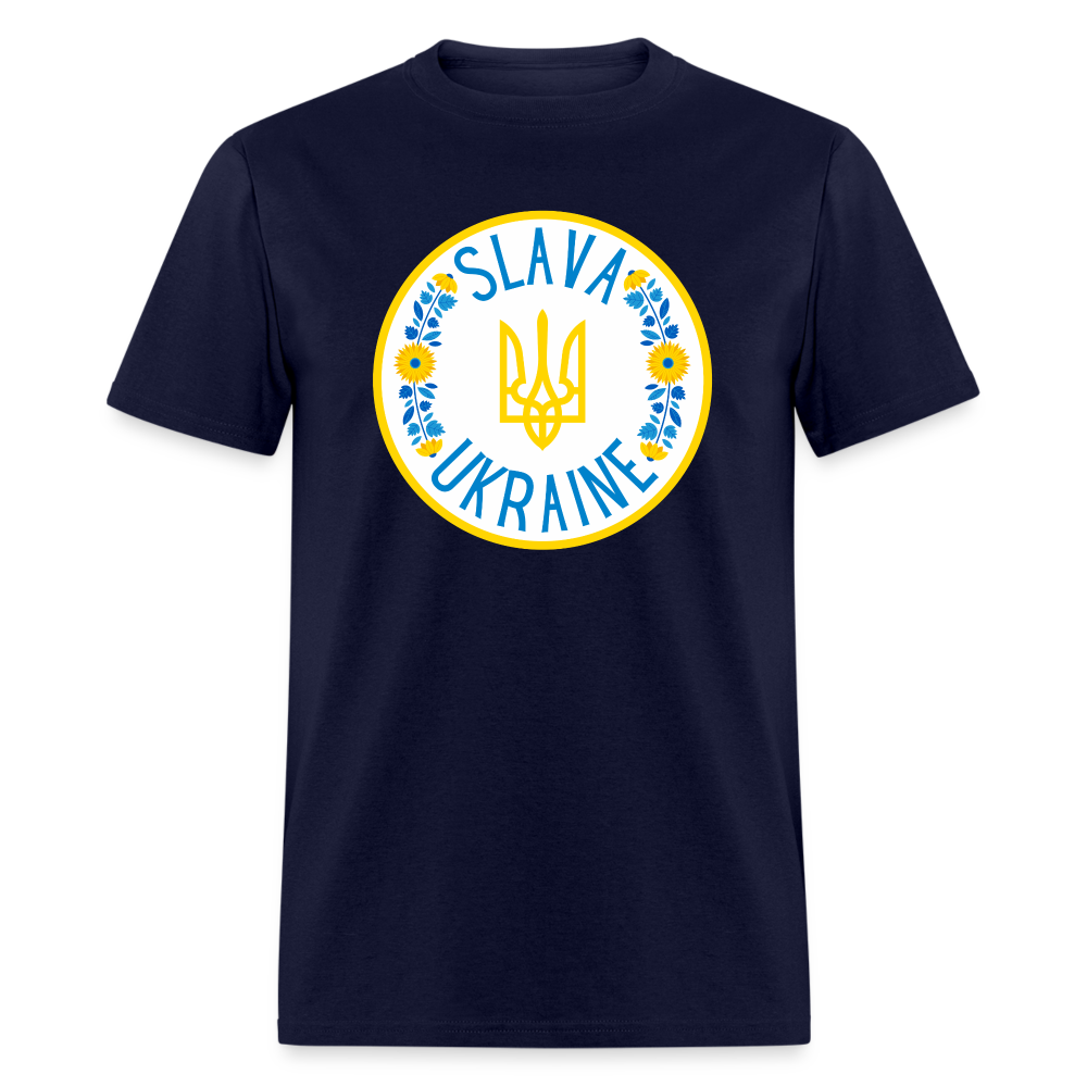 UKRAINE FLORAL TEE - navy