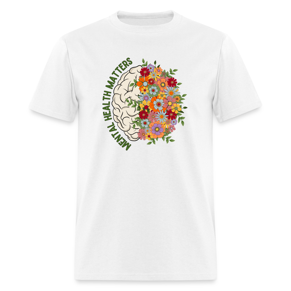 MENTAL HEALTH FLOWERS TEE - white