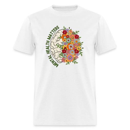 MENTAL HEALTH FLOWERS TEE - white