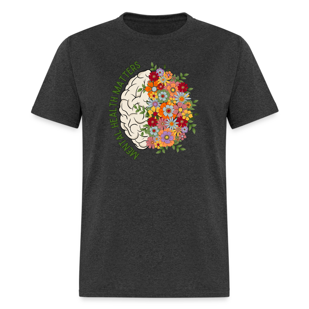 MENTAL HEALTH FLOWERS TEE - heather black