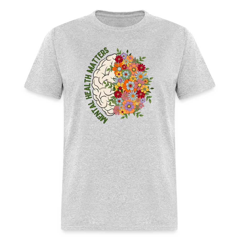 MENTAL HEALTH FLOWERS TEE - heather gray