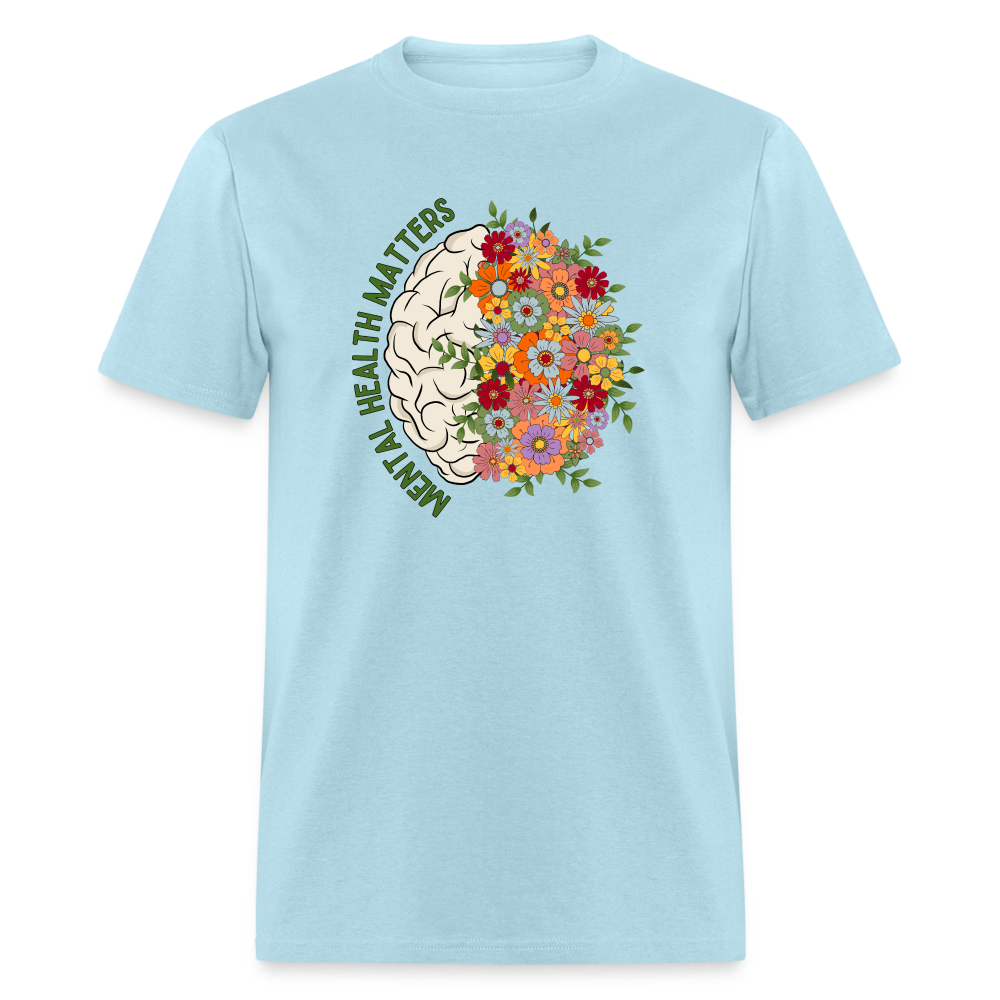 MENTAL HEALTH FLOWERS TEE - powder blue